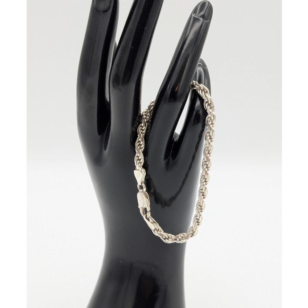 VTG 925 Italy Sterling Silver 5mm Rope Large Lobster Claw Clasp Bracelet 13.99g